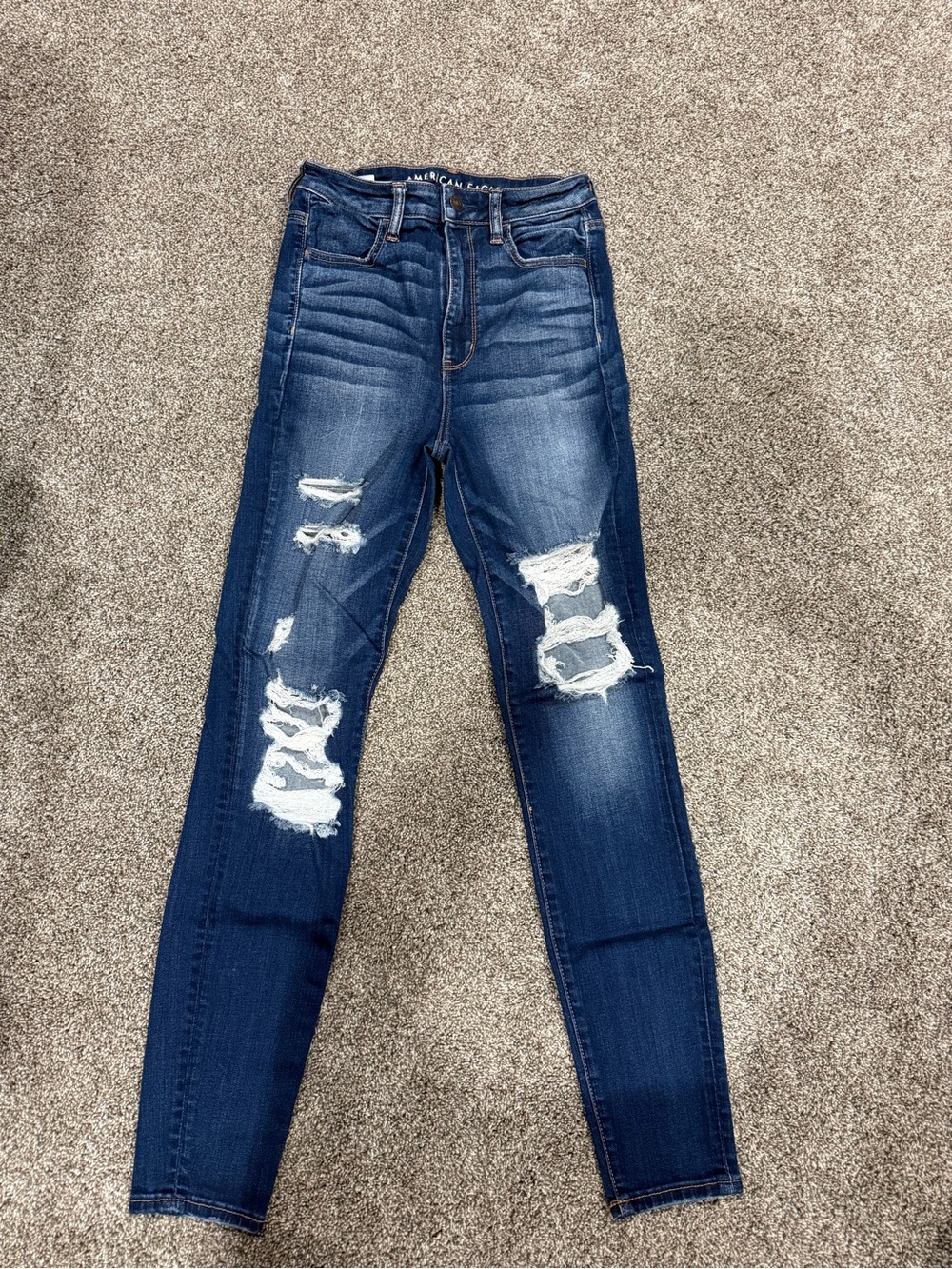 American Eagle Outfitters Women’s Dark Blue Ripped Skinny Jeans